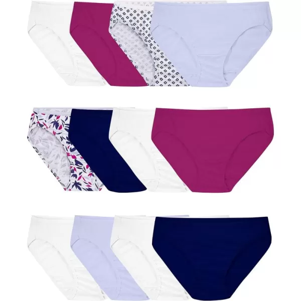 imageFruit of the Loom Womens Eversoft Cotton Bikini Underwear Tag Free ampamp BreathableCotton  12 Pack  PinkNavyWhite