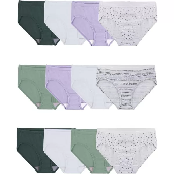 imageFruit of the Loom Womens Eversoft Cotton Hipster Underwear Tag Free ampamp Breathable Available in Plus SizeCotton  12 Pack  GreenPurpleWhite