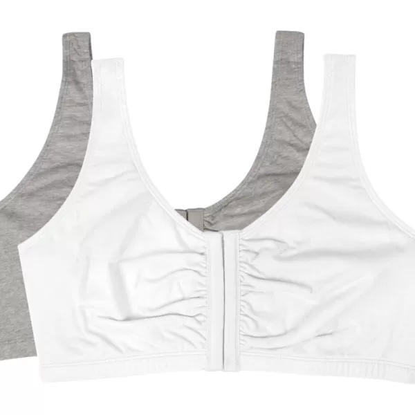 imageFruit of the Loom Womens Front Close Builtup Sports BraHeather GreyWhite 2pack