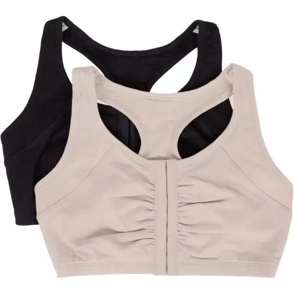 imageFruit of the Loom Womens Front Close Builtup Sports BraSandBlack Hue