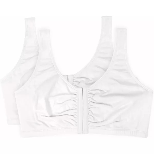 imageFruit of the Loom Womens Front Close Builtup Sports BraWhiteWhite 2pack