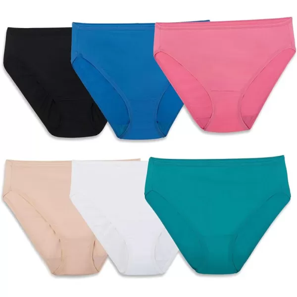 imageFruit of the Loom Womens Microfiber Underwear Lightweight ampamp Sleek Available in Plus SizeHi Cut  6 Pack  Colors May Vary