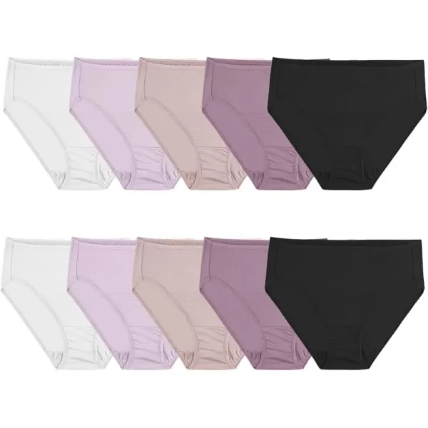 imageFruit of the Loom Womens Microfiber Underwear Lightweight ampamp Sleek Available in Plus SizePlus Size Hi Cut  10 Pack  BlackWhitePurple