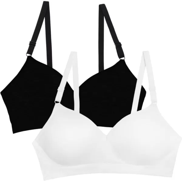 imageFruit of the Loom Womens Seamless Wire Free Pushup BraBlack HueWhite 2pack