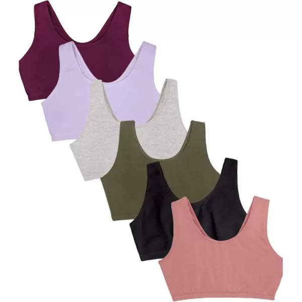 imageFruit of the Loom womens Built Up Tank Style Sports Bra Value PackBlackHeather GreyOlivePurpleLilacDusk