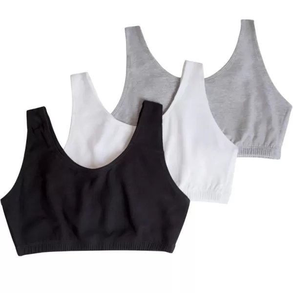 imageFruit of the Loom womens Built Up Tank Style Sports Bra Value PackBlackWhiteHeather Grey