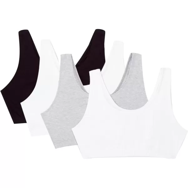 imageFruit of the Loom womens Built Up Tank Style Sports Bra Value PackBlackWhtWhtHeather Grey