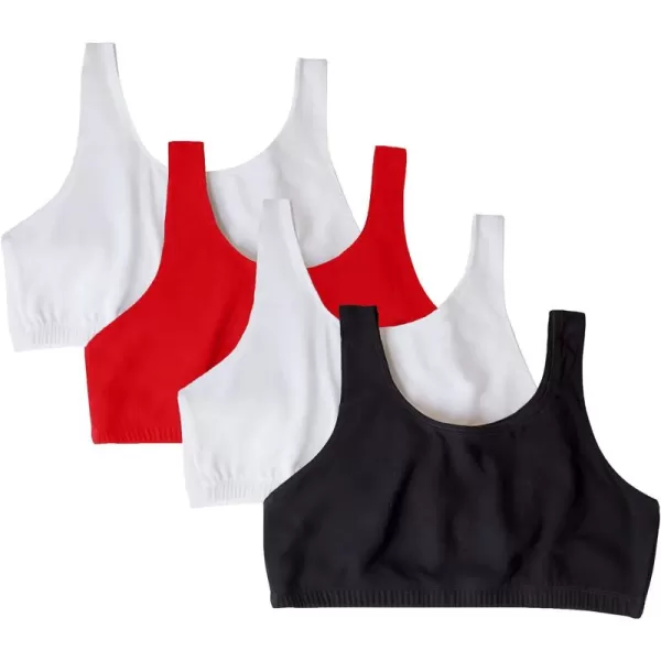 imageFruit of the Loom womens Built Up Tank Style Sports Bra Value PackBlackWhtWhtRed