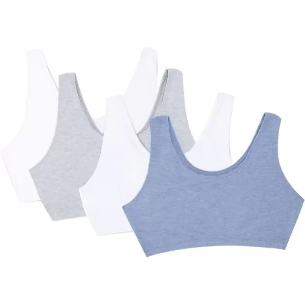 imageFruit of the Loom womens Built Up Tank Style Sports Bra Value PackHeather GreyWhtWhtBlue Hthr