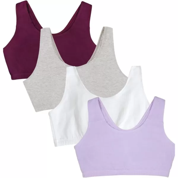 imageFruit of the Loom womens Built Up Tank Style Sports Bra Value PackPurpleWhiteLilacGrey