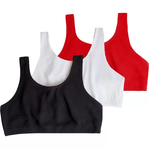 imageFruit of the Loom womens Built Up Tank Style Sports Bra Value PackRed HotWhiteBlack