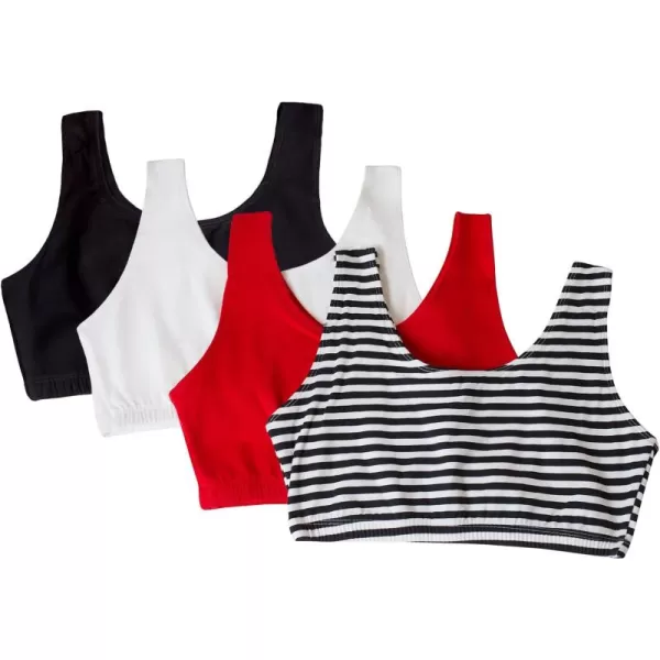 imageFruit of the Loom womens Built Up Tank Style Sports Bra Value PackSkinny StripeBlack HueRed HotWhite