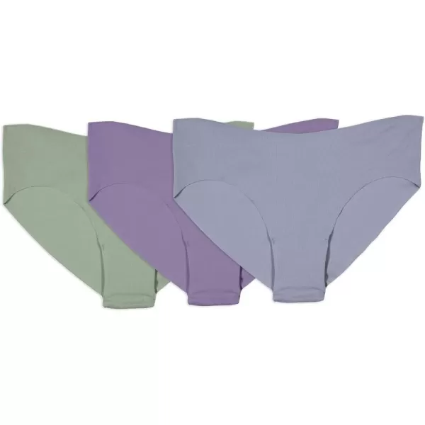 imageFruit of the Loom womens Underwear Pima Cotton Blend Fabric Super Smooth Raw Cut EdgesCheeky Bikini  3 Pack  PurpleGreenSilver