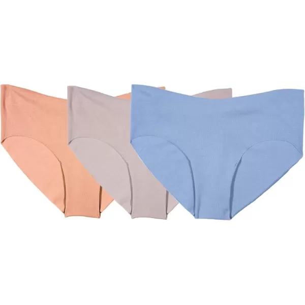 imageFruit of the Loom womens Underwear Pima Cotton Blend Fabric Super Smooth Raw Cut EdgesHipster  3 Pack  MangoNudeBlue