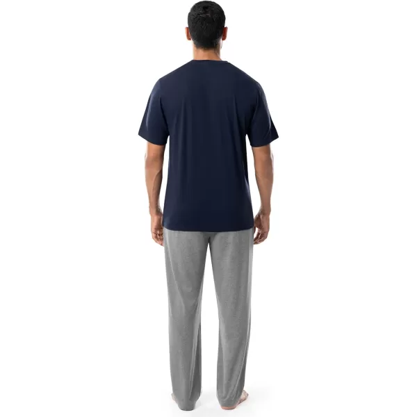 imageFruit of the Loom Mens 2Piece Jersey Knit Pajama SetNavyGrey Heather