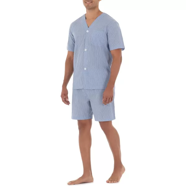 imageFruit of the Loom Mens Broadcloth Short Sleeve Pajama SetBlue