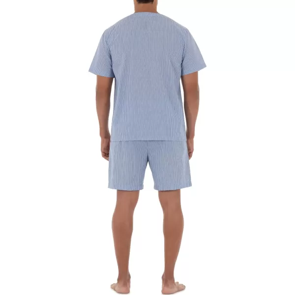 imageFruit of the Loom Mens Broadcloth Short Sleeve Pajama SetBlue