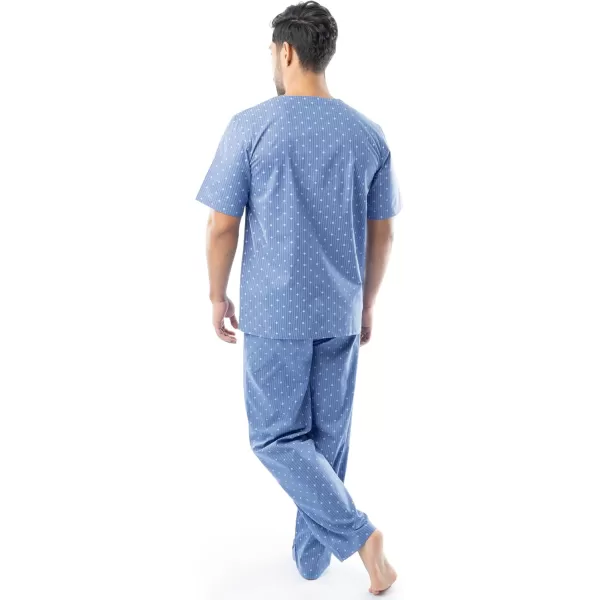 imageFruit of the Loom Mens Broadcloth Short Sleeve Top and Long Pants Pajama SetMedium Blue