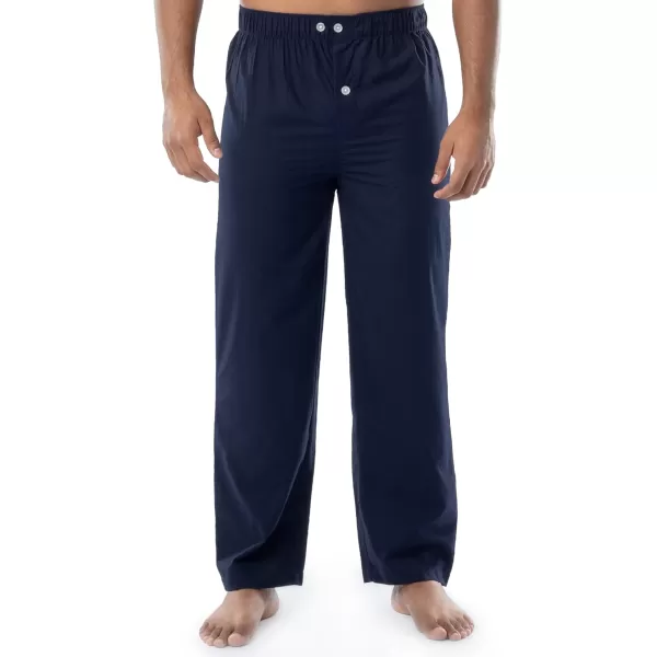 imageFruit of the Loom Mens Broadcloth Short Sleeve Top and Long Pants Pajama SetNavy Blue