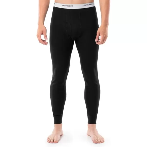 imageFruit of the Loom Mens Classic Midweight Waffle Thermal Underwear Bottoms 1 ampamp 2 PacksBlack SootNatural 2pack