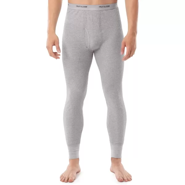 imageFruit of the Loom Mens Classic Midweight Waffle Thermal Underwear Bottoms 1 ampamp 2 PacksLight Grey HeatherBlack Soot 2pack