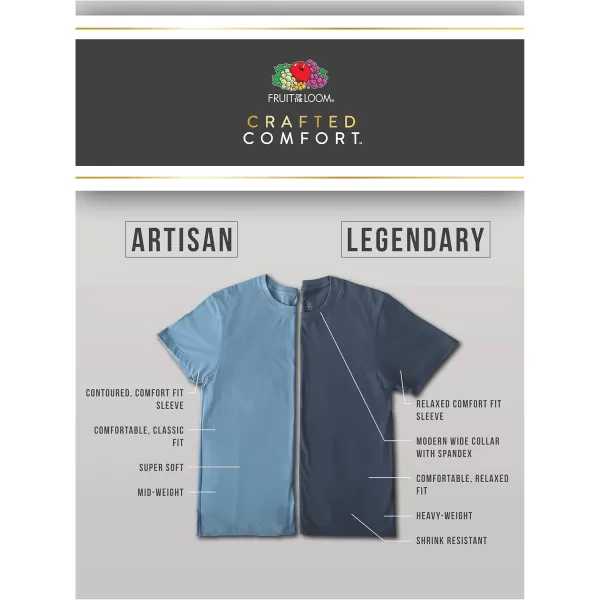 imageFruit of the Loom Mens Crafted Comfort Tee Relaxed ampamp Classic Fit Sizes S2xRelaxed Fit  Cotton  2 Pack  BlackGrey