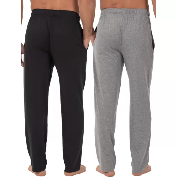 imageFruit of the Loom Mens Extended Sizes Jersey Knit Sleep Pajama Lounge Pant 1 ampamp 2 PacksBlackGrey 2pack