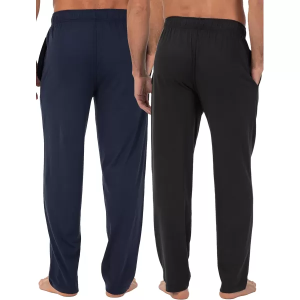 imageFruit of the Loom Mens Extended Sizes Jersey Knit Sleep Pajama Lounge Pant 1 ampamp 2 PacksBlackNavy 2pack