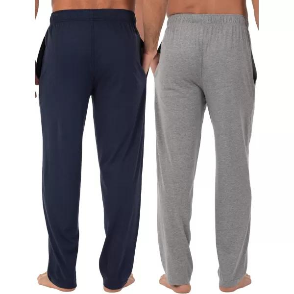 imageFruit of the Loom Mens Extended Sizes Jersey Knit Sleep Pajama Lounge Pant 1 ampamp 2 PacksNavyGrey 2pack