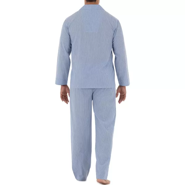 imageFruit of the Loom Mens Long Sleeve Broadcloth Pajama SetBlue Stripe