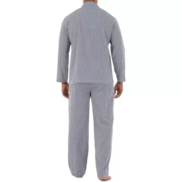 imageFruit of the Loom Mens Long Sleeve Broadcloth Pajama SetNavyWhite Check