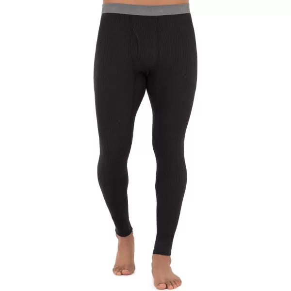 imageFruit of the Loom Mens Recycled Premium Waffle Thermal Underwear Long Johns Bottom 1 2 3 and 4 PacksBlackBlackNatural