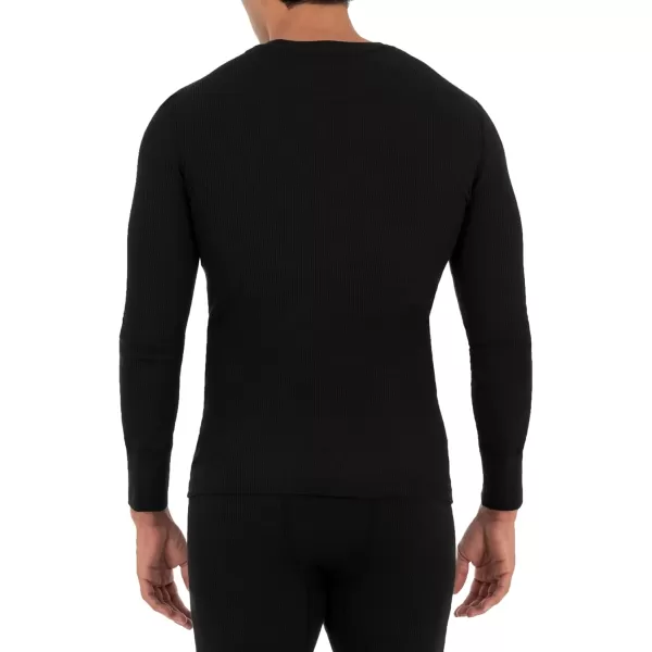 imageFruit of the Loom Mens Recycled Waffle Thermal Underwear Henley Top 1 and 2 PacksBlack