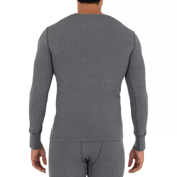 imageFruit of the Loom Mens Recycled Waffle Thermal Underwear Henley Top 1 and 2 PacksGreystone Heather