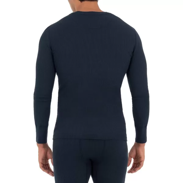 imageFruit of the Loom Mens Recycled Waffle Thermal Underwear Henley Top 1 and 2 PacksNavy