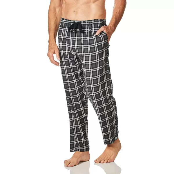 imageFruit of the Loom Mens Soft Flannel Pajama Lounge Sleep PantGrey Plaid