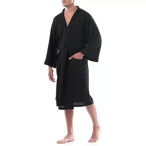 imageFruit of the Loom Mens Waffle Kimono RobeBlack