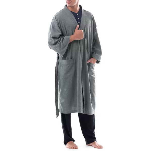 imageFruit of the Loom Mens Waffle Kimono RobeGrey Heather