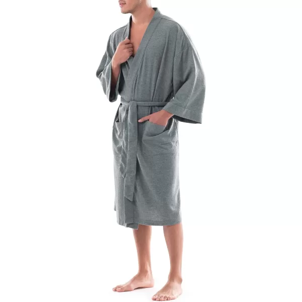 imageFruit of the Loom Mens Waffle Kimono RobeGrey Heather