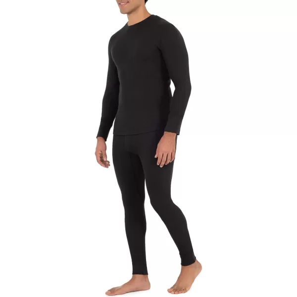 imageFruit of the Loom mens Recycled Waffle Thermal Underwear Crew Top 1 and 2 PacksBlack