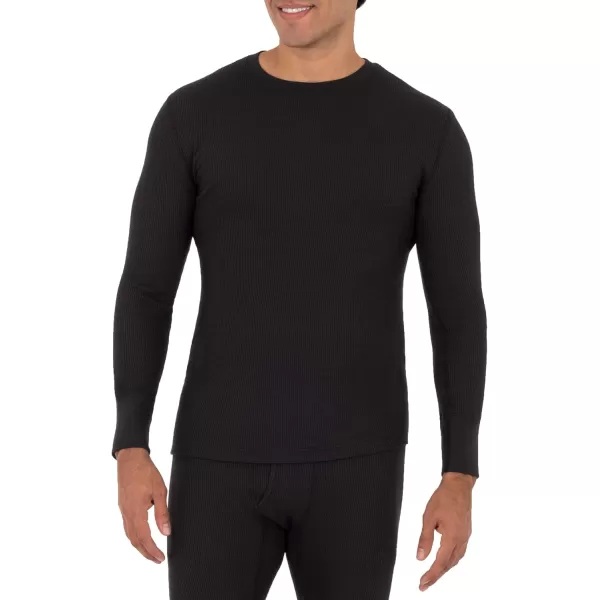 imageFruit of the Loom mens Recycled Waffle Thermal Underwear Crew Top 1 and 2 PacksBlackGreystone