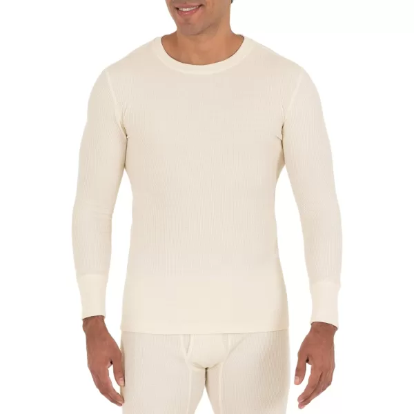 imageFruit of the Loom mens Recycled Waffle Thermal Underwear Crew Top 1 and 2 PacksBlackNatural