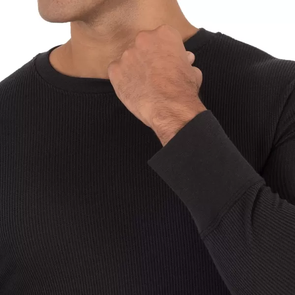 imageFruit of the Loom mens Recycled Waffle Thermal Underwear Crew Top 1 and 2 PacksBlackNatural