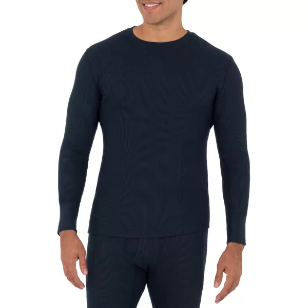 imageFruit of the Loom mens Recycled Waffle Thermal Underwear Crew Top 1 and 2 PacksBlackNavy