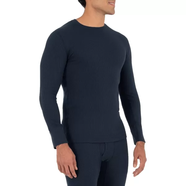 imageFruit of the Loom mens Recycled Waffle Thermal Underwear Crew Top 1 and 2 PacksNavy