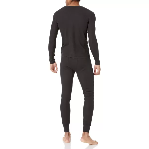 imageFruit of the Loom mens Recycled Waffle Thermal Underwear Set Top and BottomBlack