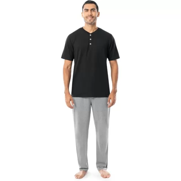 imageFruit of the Loom Mens 2Piece Jersey Knit Pajama SetBlackGrey Heather