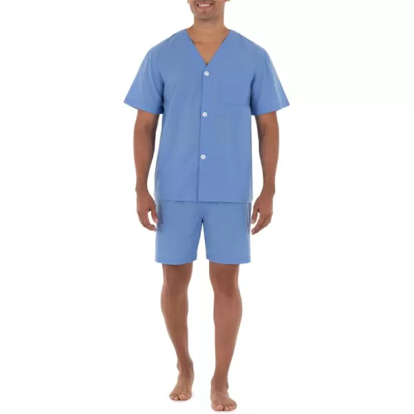 imageFruit of the Loom Mens Broadcloth Short Sleeve Pajama SetAzure Blue