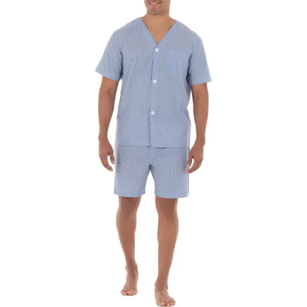 imageFruit of the Loom Mens Broadcloth Short Sleeve Pajama SetBlue