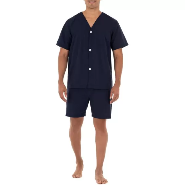 imageFruit of the Loom Mens Broadcloth Short Sleeve Pajama SetNavy